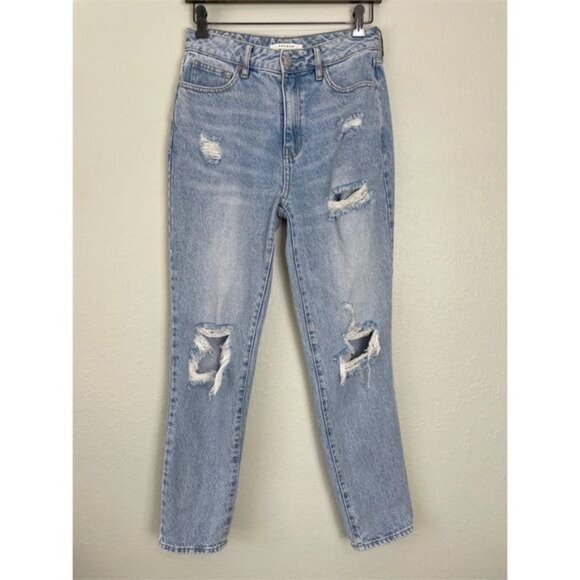 Pacsun distressed mom jeans high rise eco light blue 26 - Picture 2 of 11